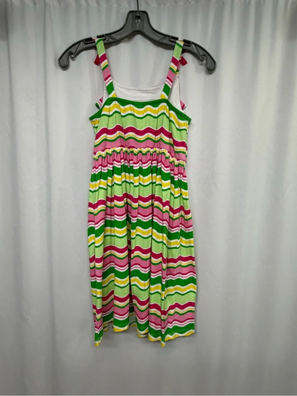 Gymboree Girls 12 Pink White Striped Sleeveless Sundress Tiered Cotton Dress